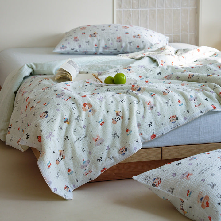 Cotton summer blanket with soy fiber, four pieces