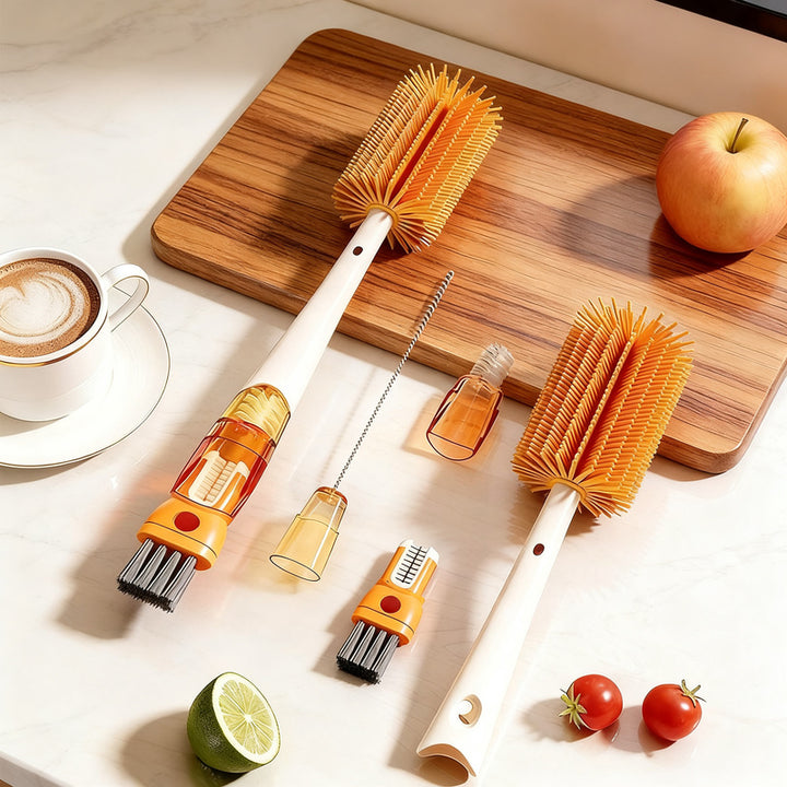 Multi-purpose cleaning brush for bottles and cups