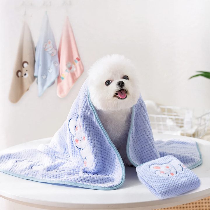 Pet bath towel made of coral fleece, absorbent