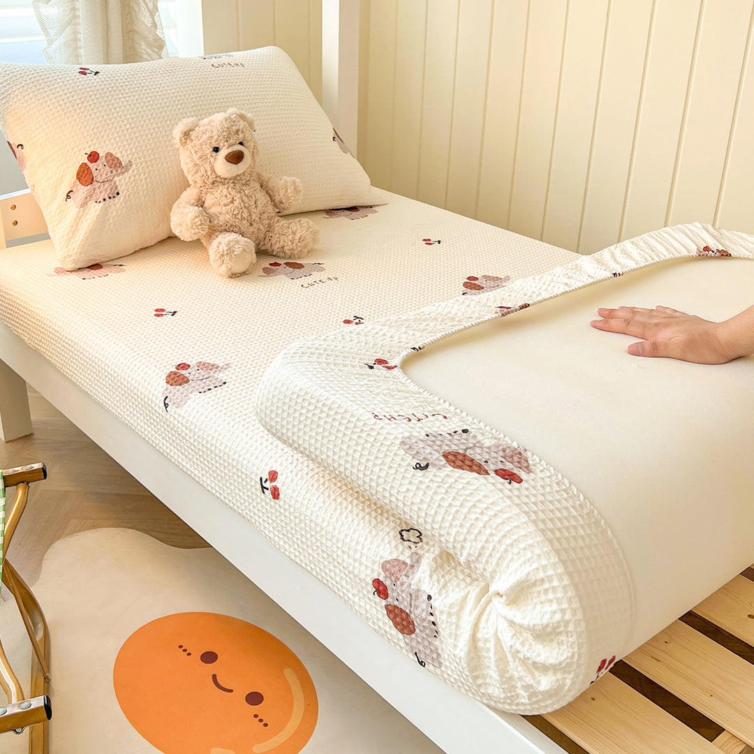 Waffle pique bed sheet, cotton, student size