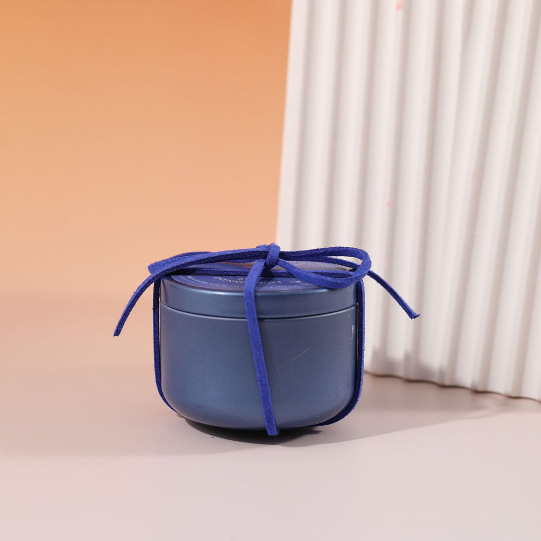 Scented candle in pastel colors, soy wax blend