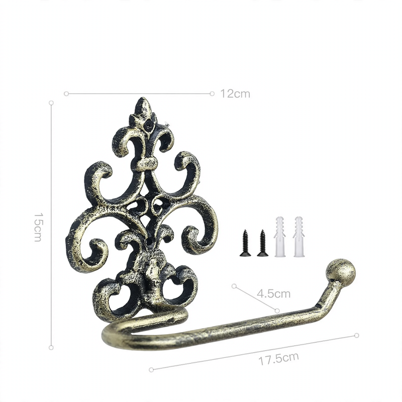 Cast iron wall bracket for towels and paper