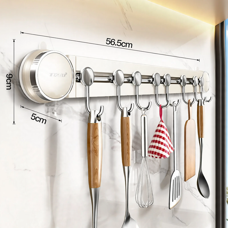 Wall-mounted shelf with hooks, 6–10 hooks