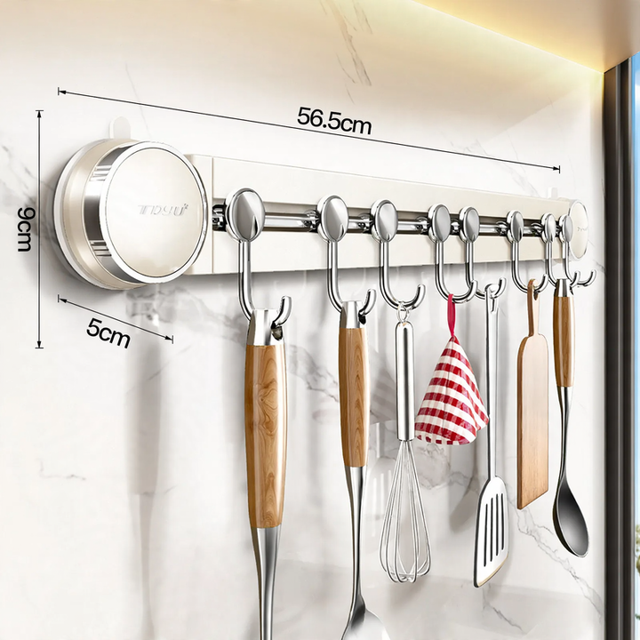 Wall-mounted shelf with hooks, 6–10 hooks