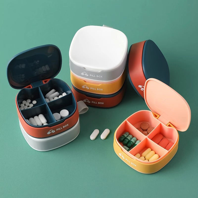 Pill organizer with compartments, portable