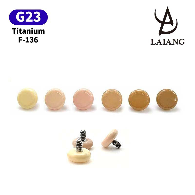 Titanium alloy earrings with zirconia, screw closure