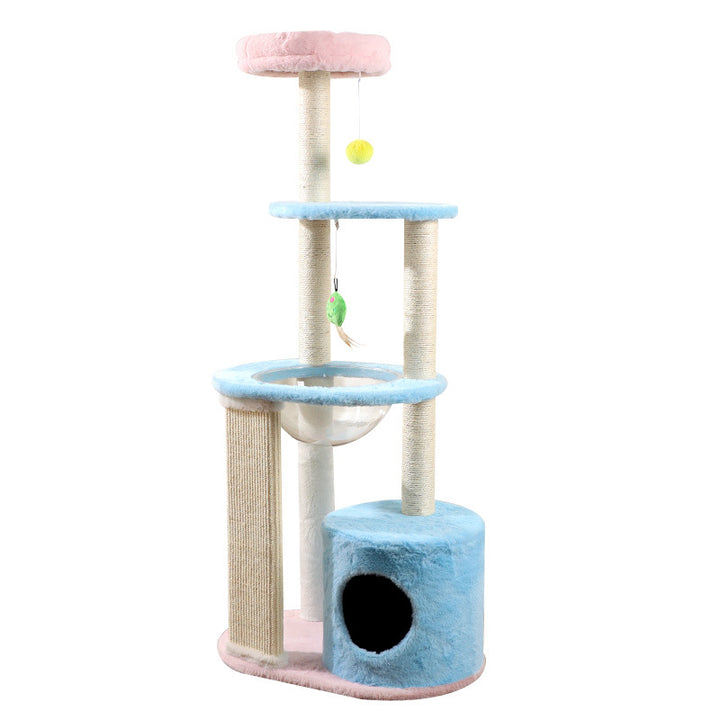 Cat climbing tree with scratching board and cave