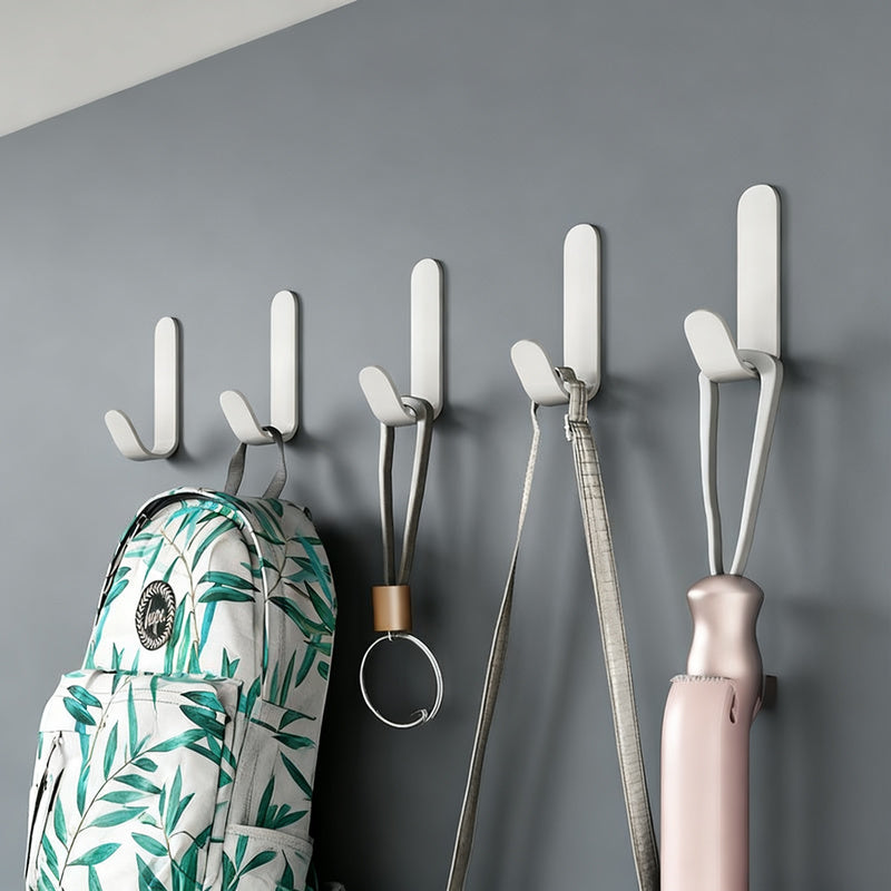 Aluminum wall hooks with adhesive surface