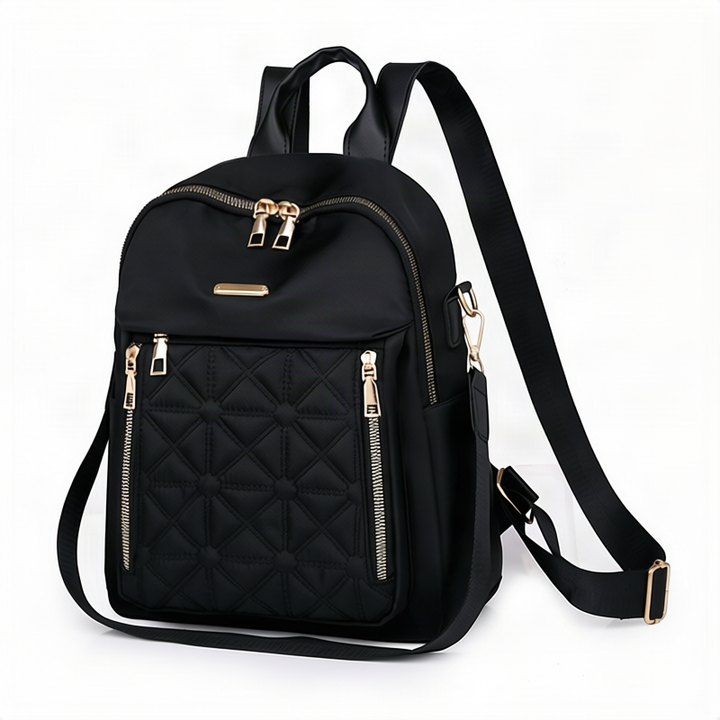 Backpack with diamond quilting, water-repellent