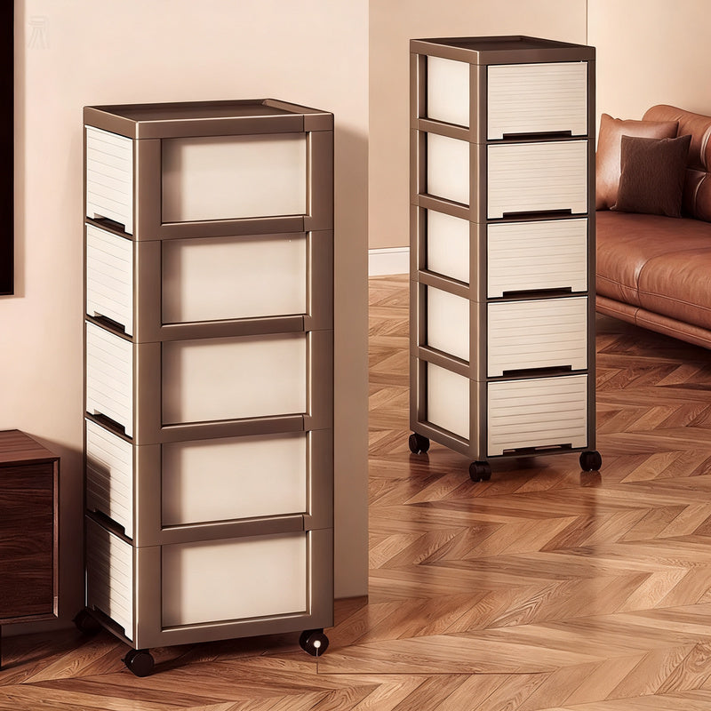 Plastic storage cabinet, multi-layer, with wheels