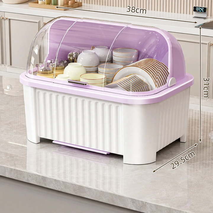 Plastic dish rack with shelf