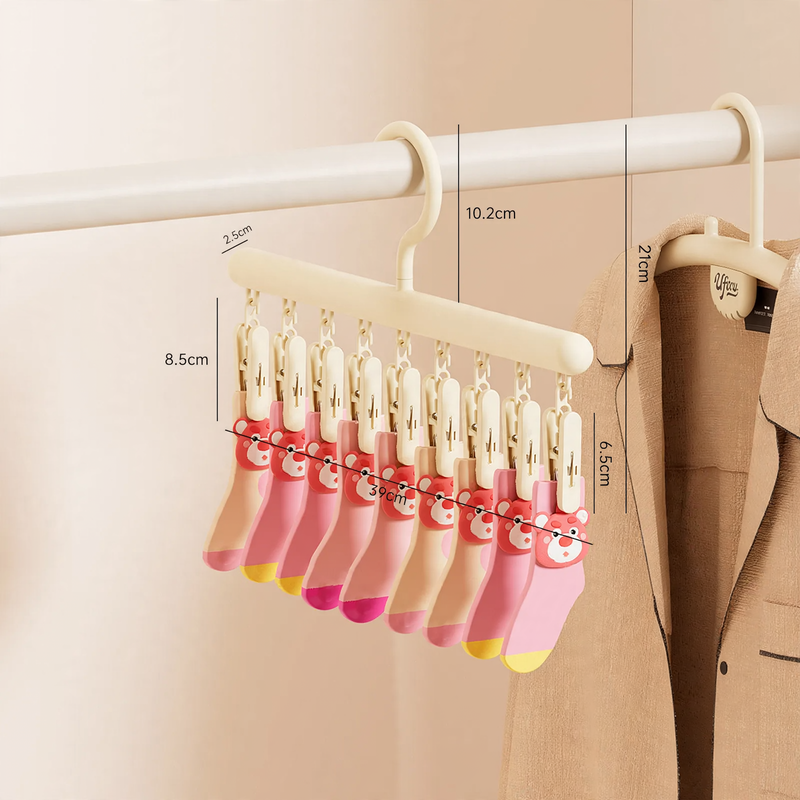 Clothes drying rack and clips, plastic, model DD2516-1