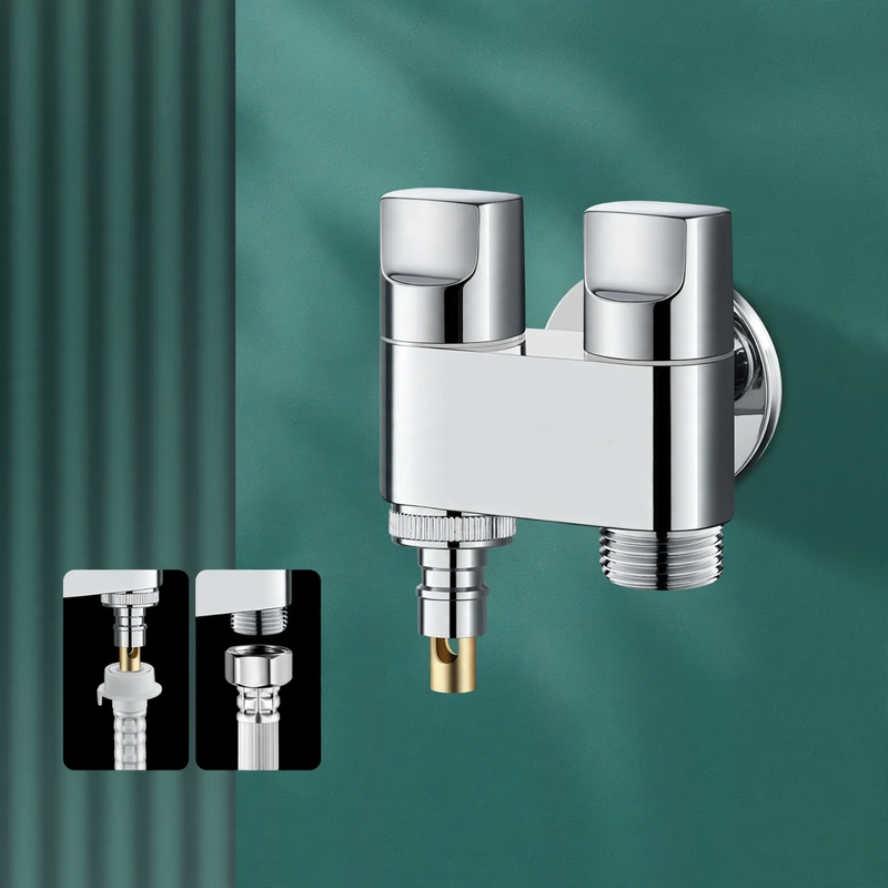 Corner valve for washing machines, 4-piece thread