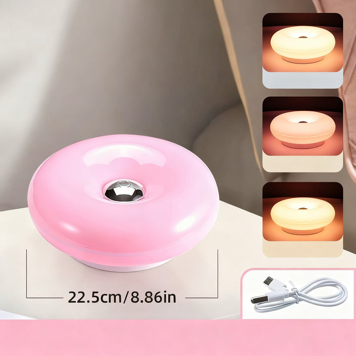 Donut table lamp with battery, three color temperatures