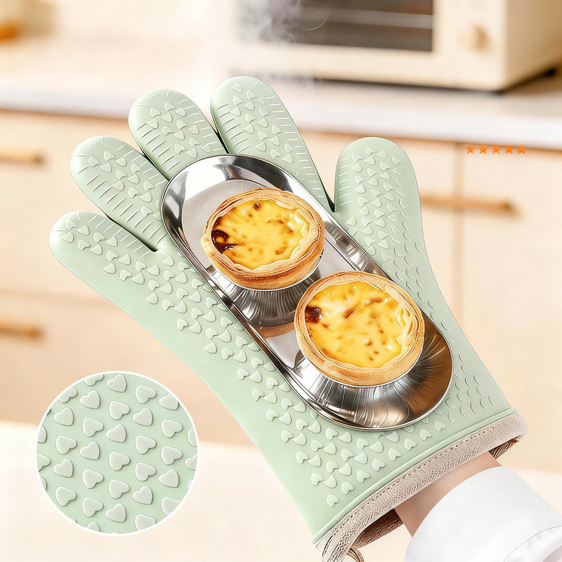 Silicone oven gloves, non-slip, various thicknesses