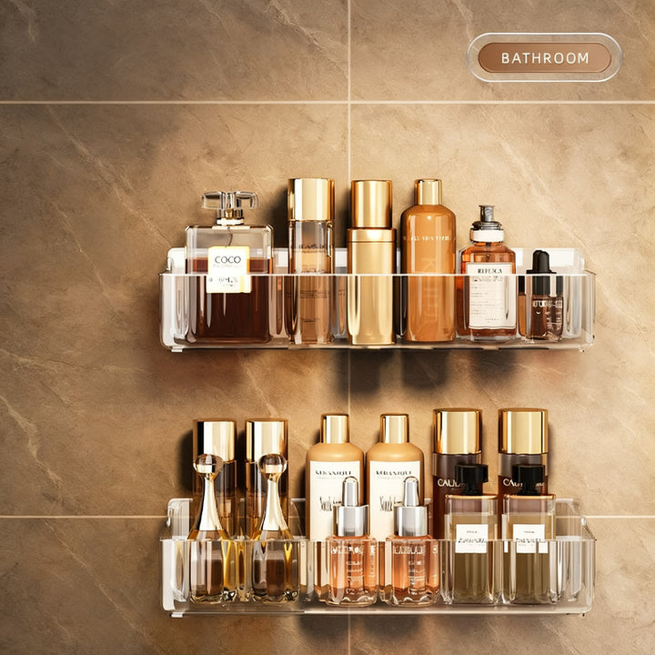 Acrylic wall shelf for bathroom, no drilling