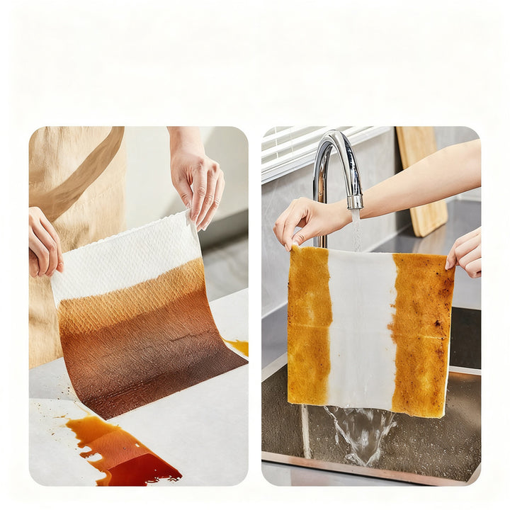Disposable cleaning wipes made of non-woven fabric, usable dry and wet