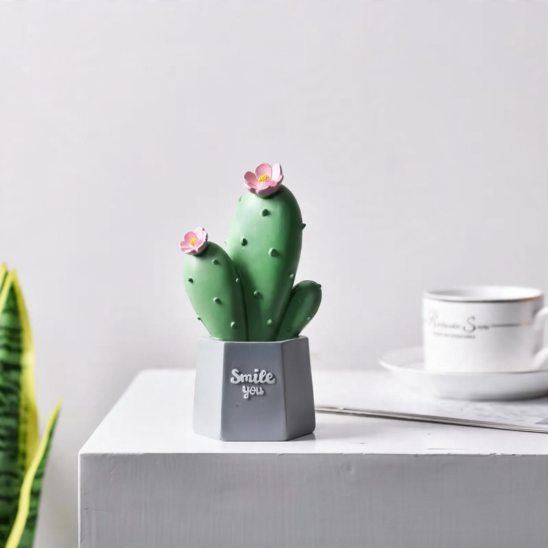 Cactus decor made of resin, painted