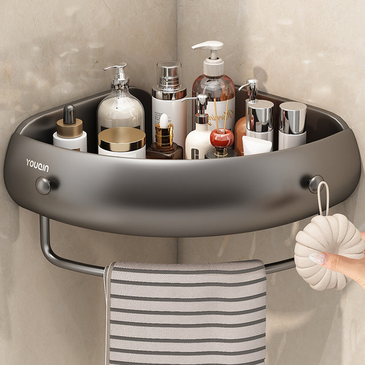 Corner shelf for bathroom, aluminum, no drilling
