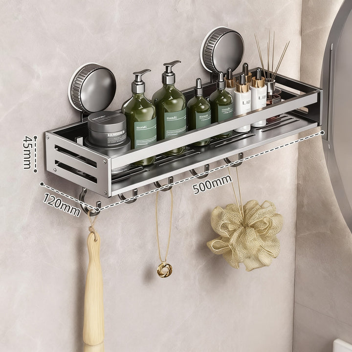 Suction Cup Wall Shelf Bathroom, Space Aluminum