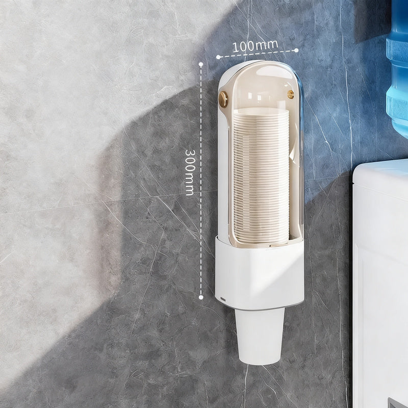 Wall holder for paper cups, self-adhesive