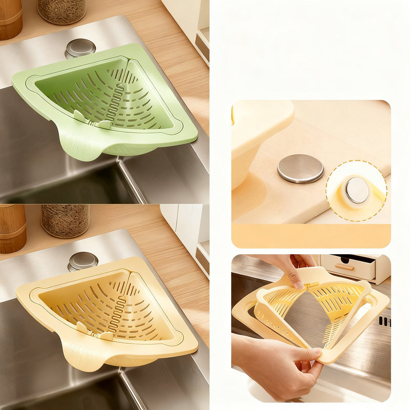 Kitchen sieve with magnetic attachment for the sink