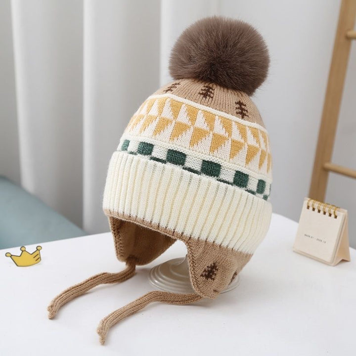 Children's hat with earflaps, knitted, warm