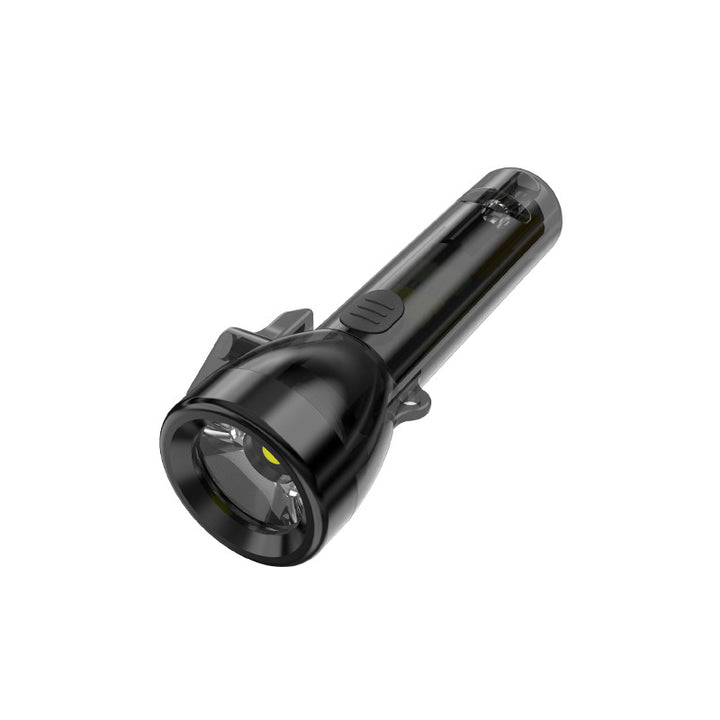 Mini LED flashlight with whistle and USB charging