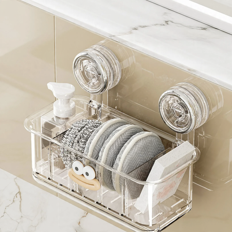 Wall shelf for kitchen with suction cup, no drilling