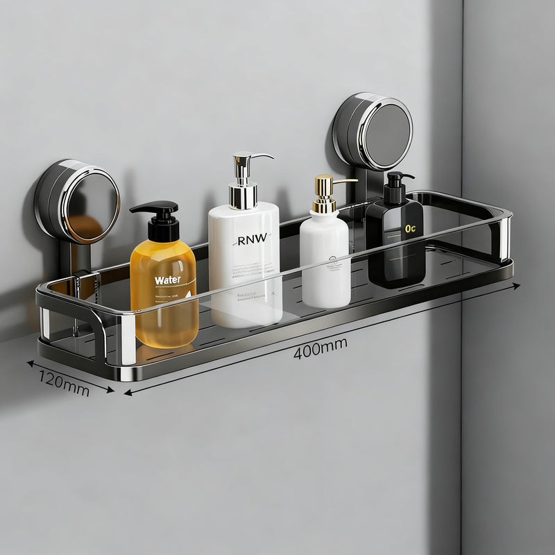 Bathroom shelf with suction cup without drilling