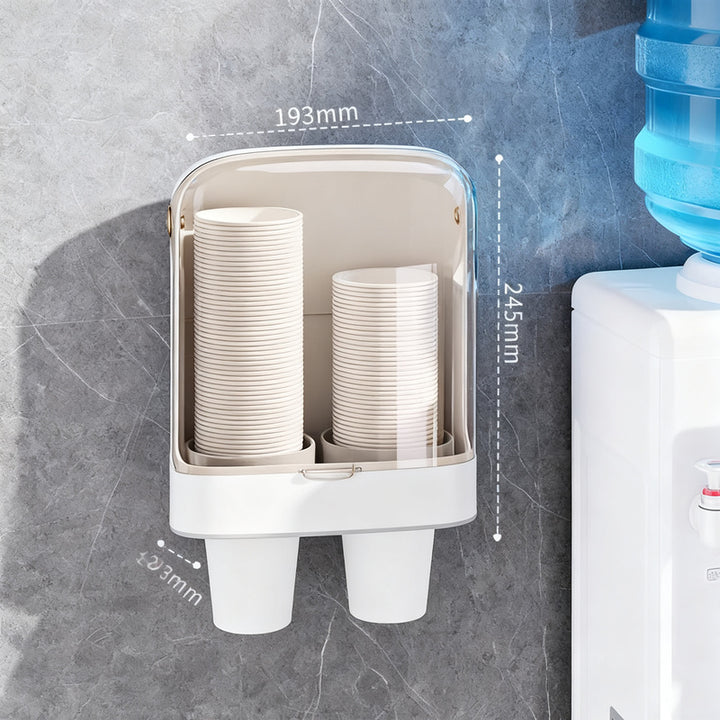 Wall holder for paper cups, self-adhesive