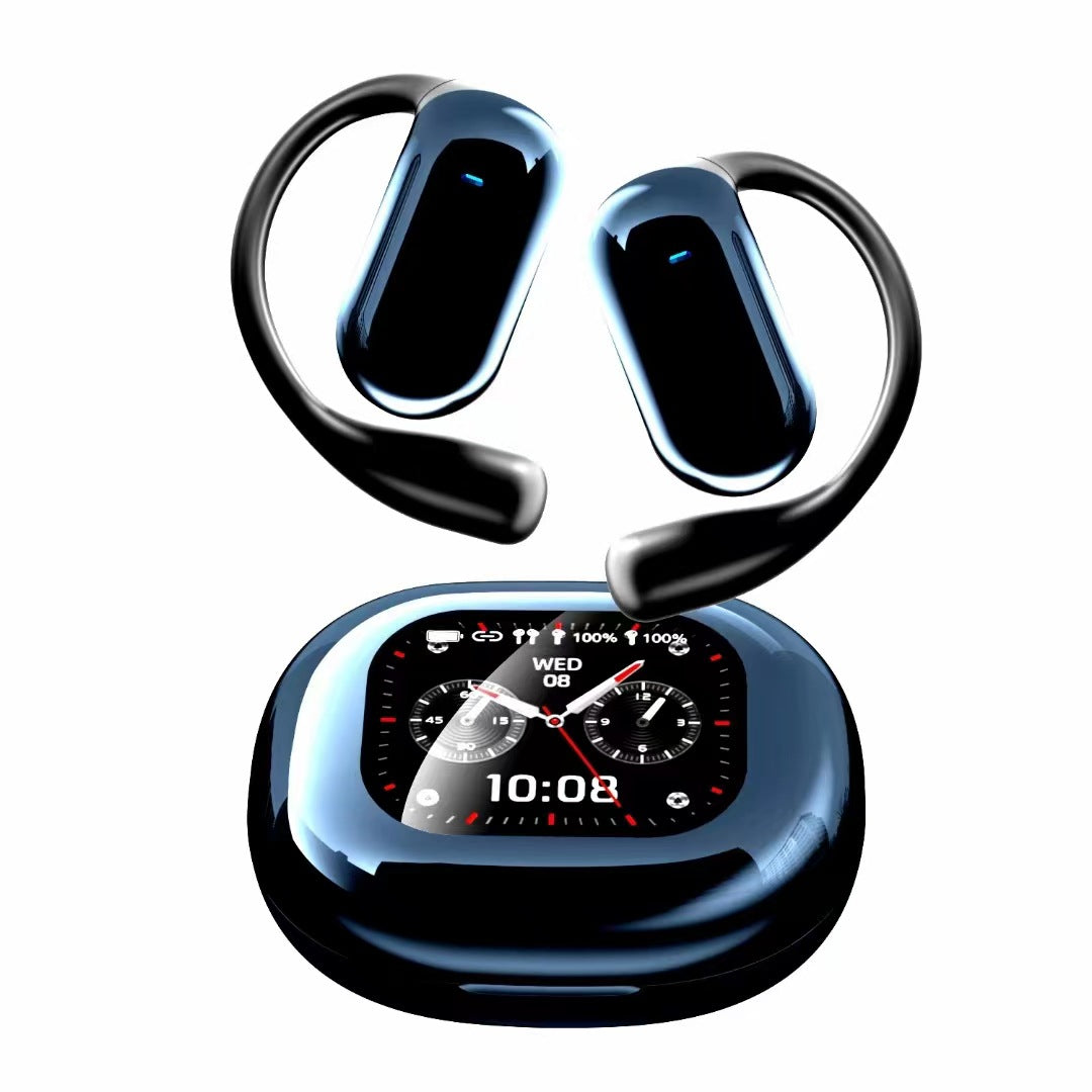Open wireless earbuds with color touchscreen