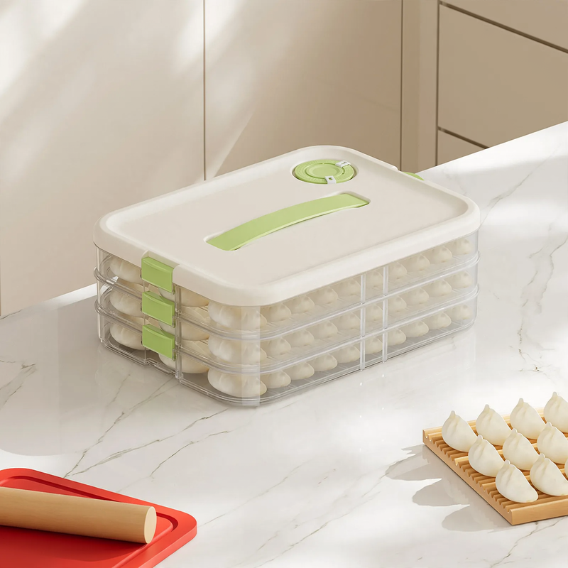 Plastic storage box for dumplings