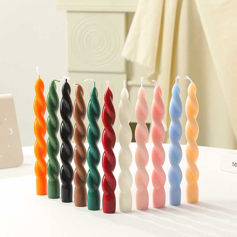 Scented candle in spiral shape made from soy wax