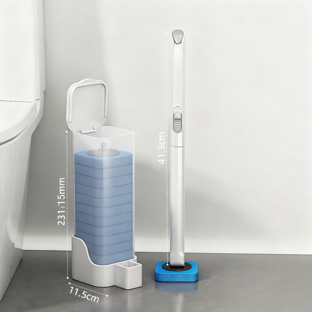 Toilet brush with interchangeable sponge heads