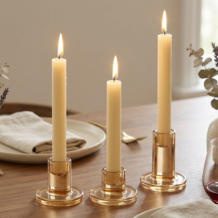 T-shaped glass candle holder, soda-lime glass