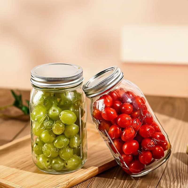 Glass storage jars, various sizes