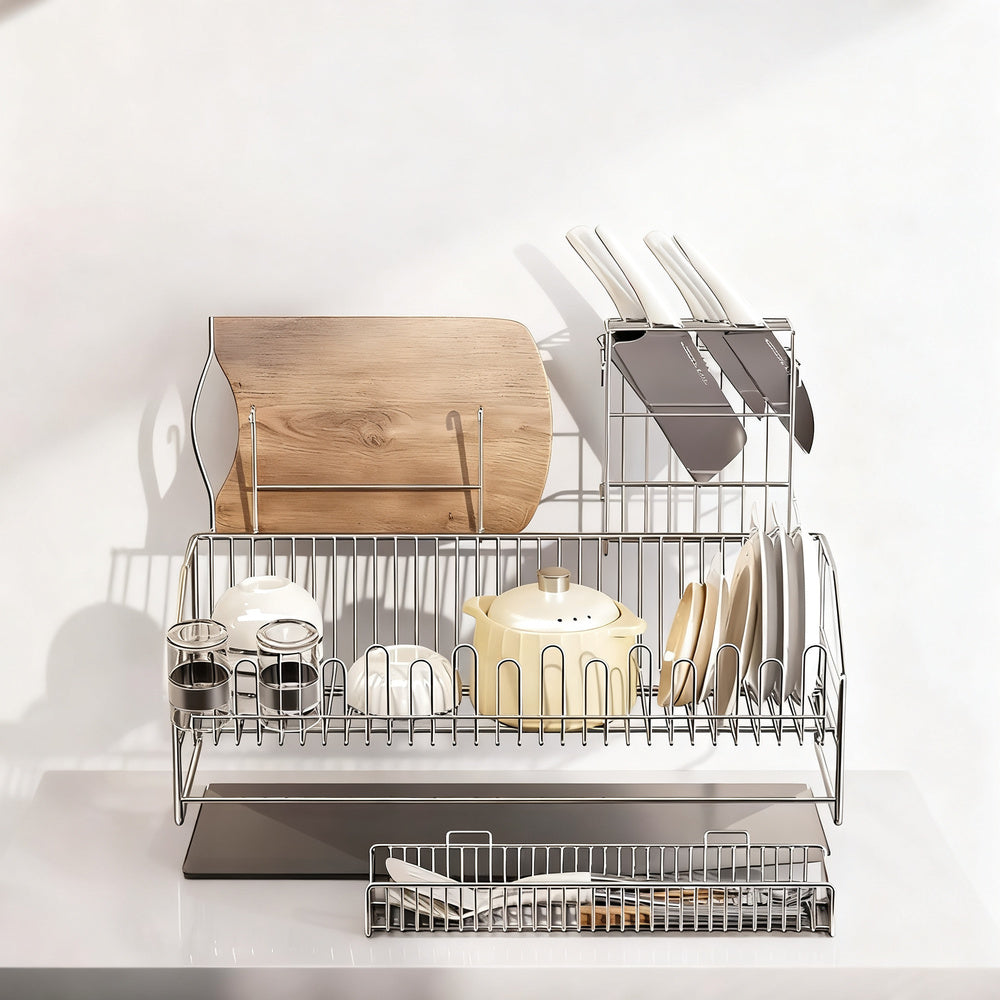 Stainless steel drying rack for dishes and cutlery