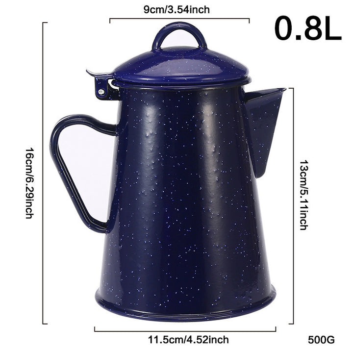 Enamel jug with handle, Blue design
