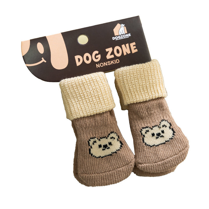 Dog socks, cotton, set of 4, non-slip