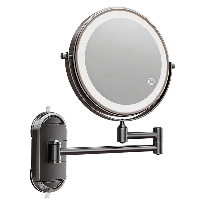 Cosmetic mirror with LED light and suction cup