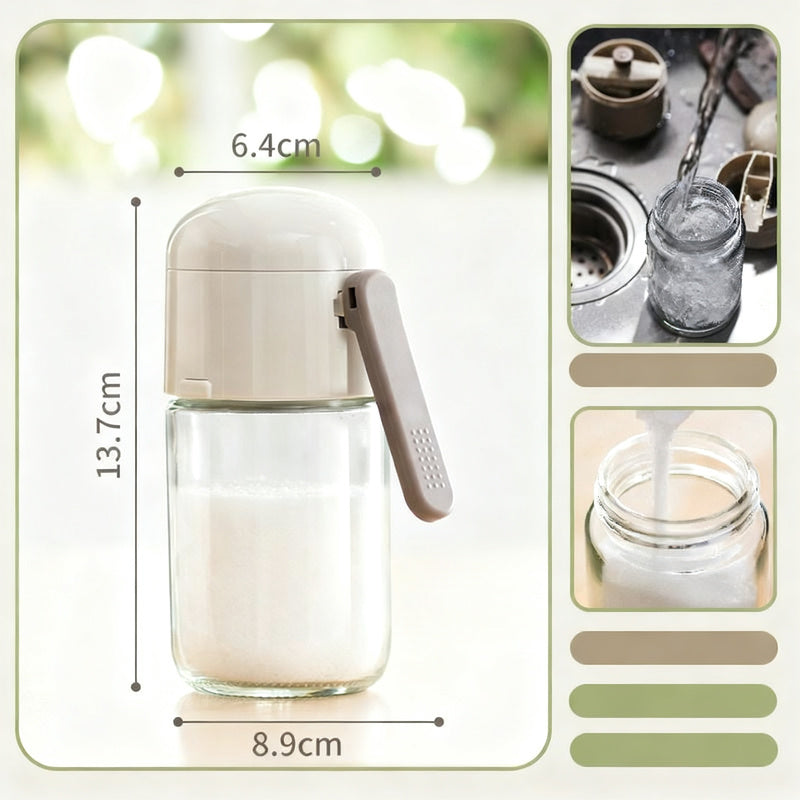 Measuring salt shaker with closure