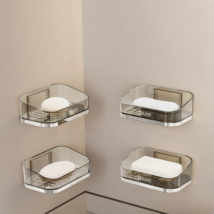 Wall-mounted soap dish with suction cup, stackable
