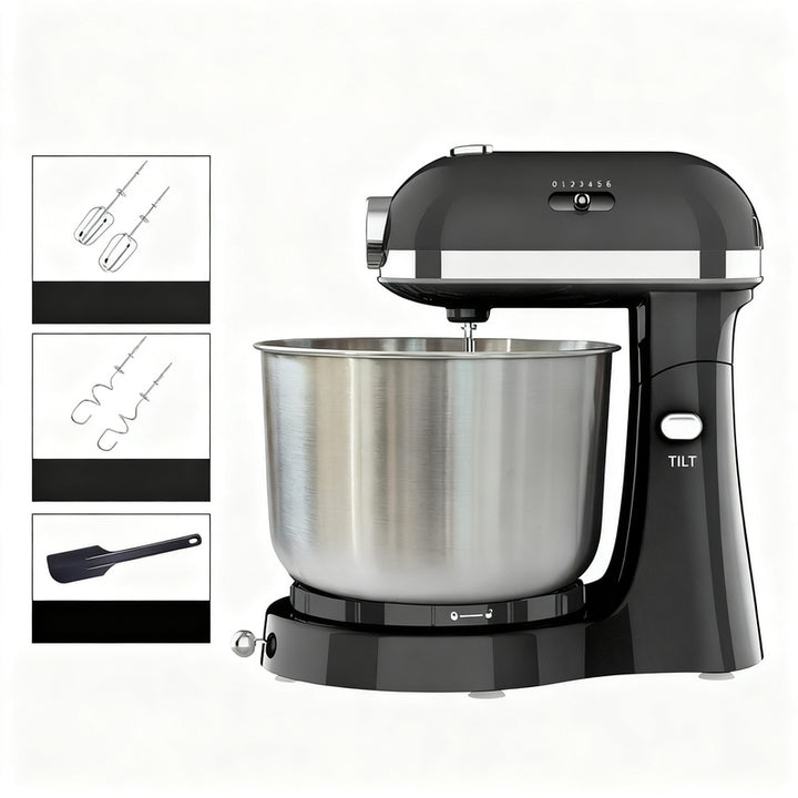 Kitchen machine 5 L, stainless steel, multiple plugs