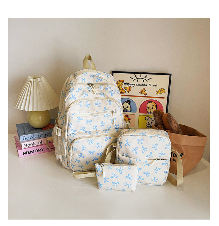 Three-piece backpack set made of nylon, large and versatile