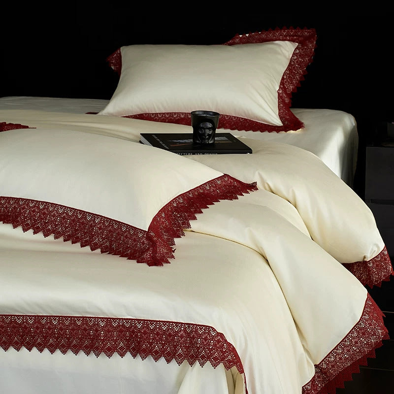 Wedding bedding made of long-staple cotton, red