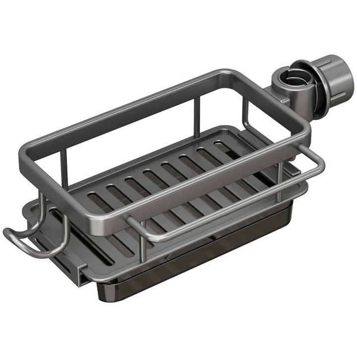 Aluminum sink organizer with drain tray