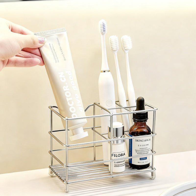 Stainless steel toothbrush holder, tray