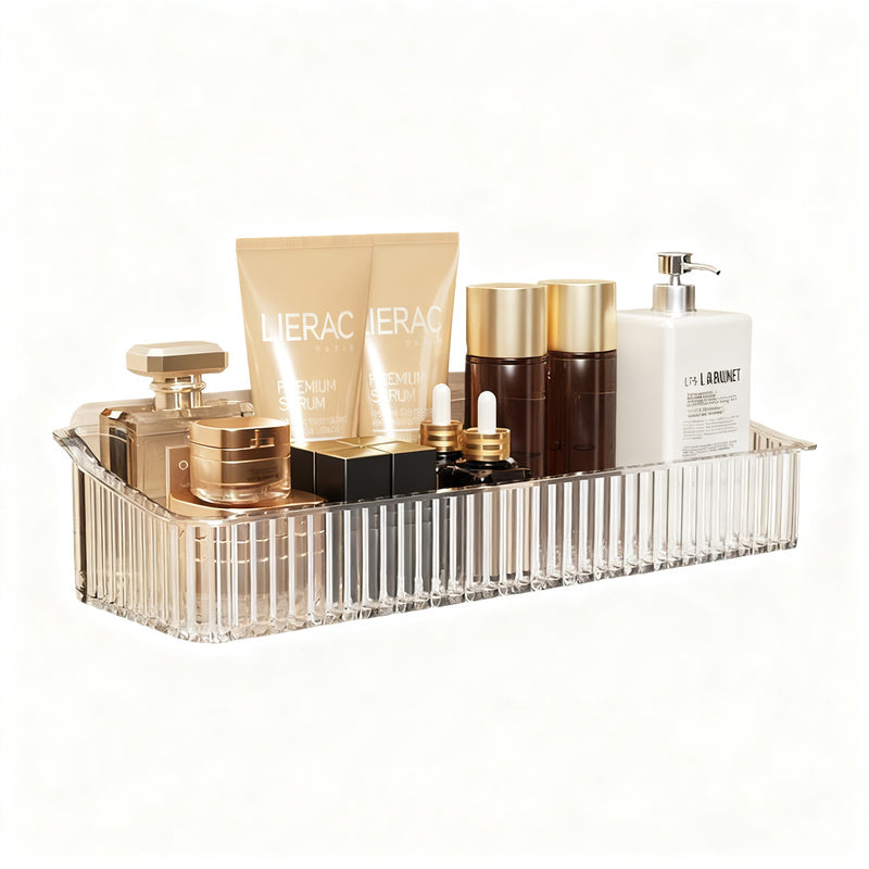 Transparent bathroom wall shelf, no drilling