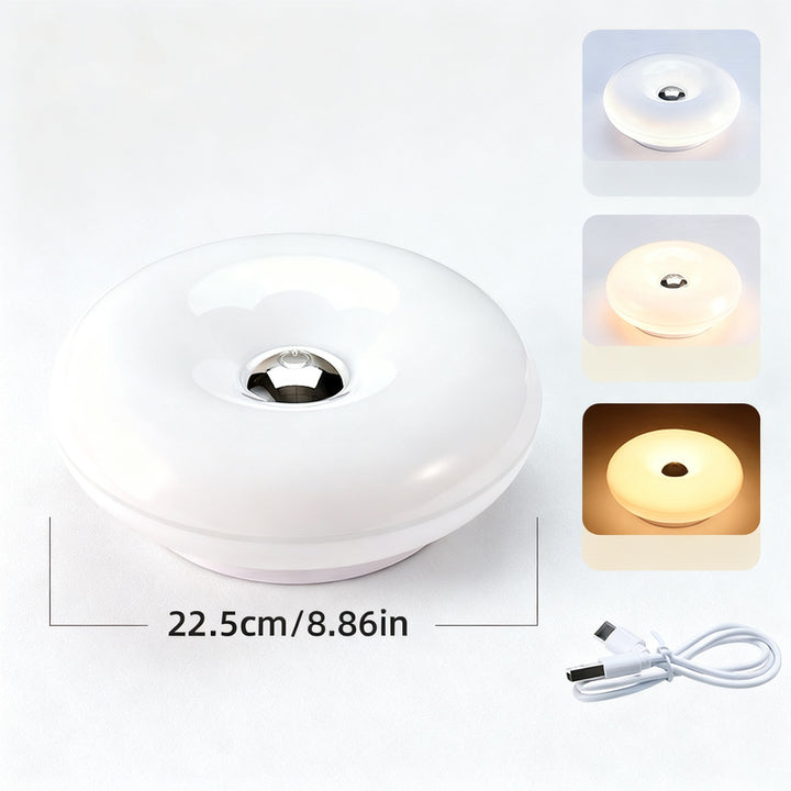 Donut table lamp with battery, three color temperatures